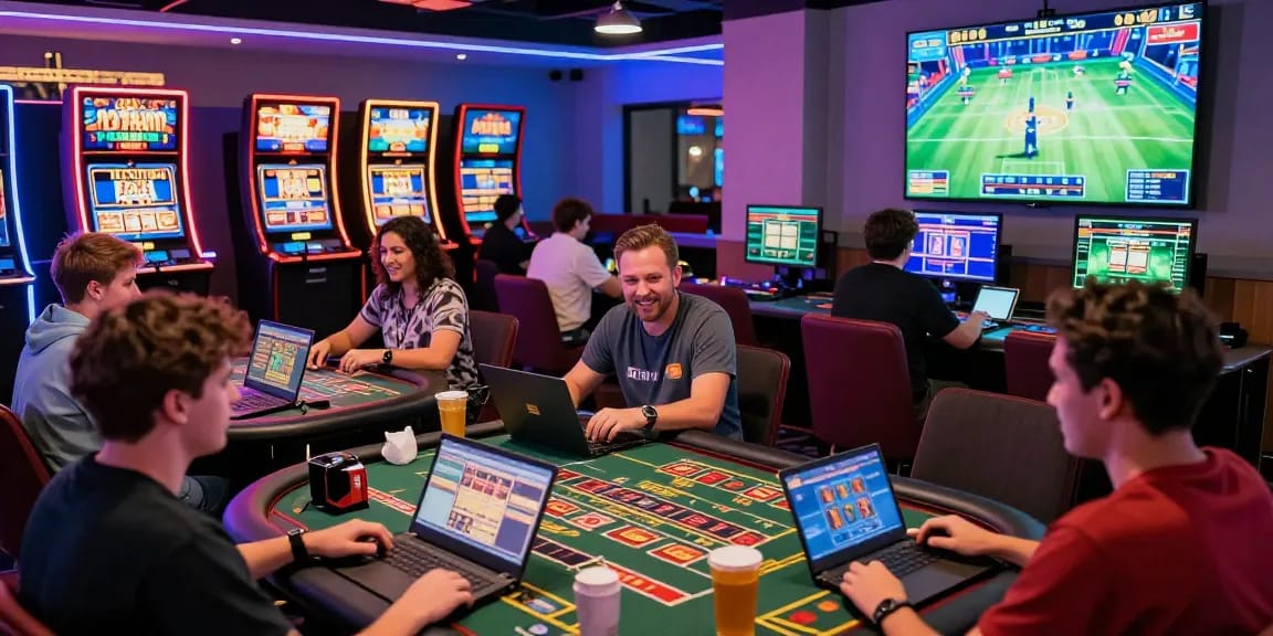Exciting online gaming experience at https://rokok88.com with diverse players and vibrant casino atmosphere.