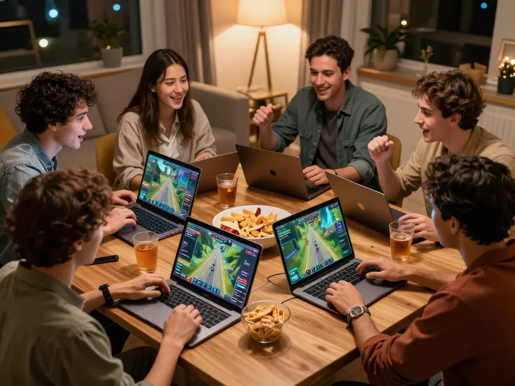 Amici che si divertono con il gioco online Chicken Road, migliorando la loro esperienza con le recensioni chicken road vibes in un accogliente ambiente domestico.