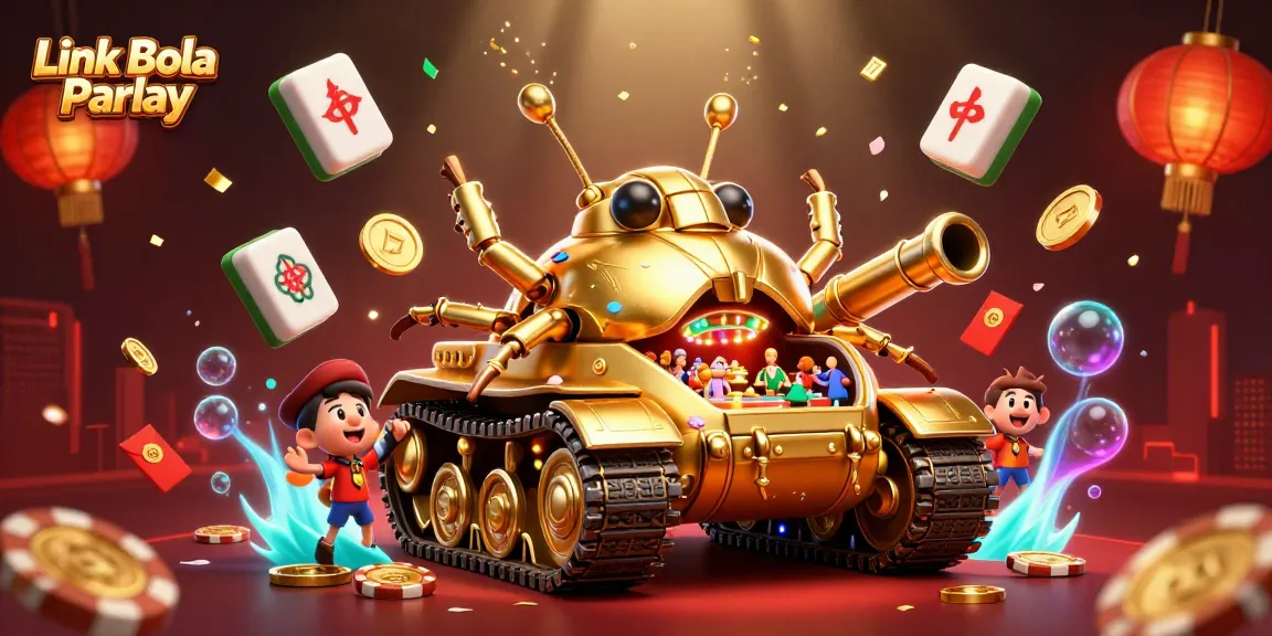 Experience exciting Link Bola Parlay betting with our illustrative scene full of vibrant casino elements.
