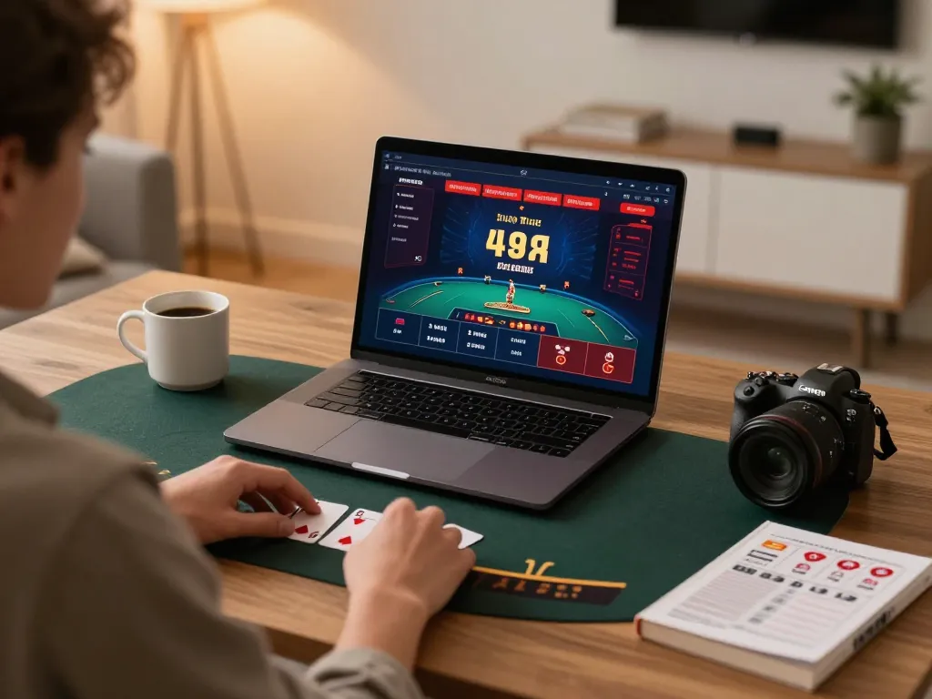 Player strategizes at home during live blackjack session at nhà cái 88aa.