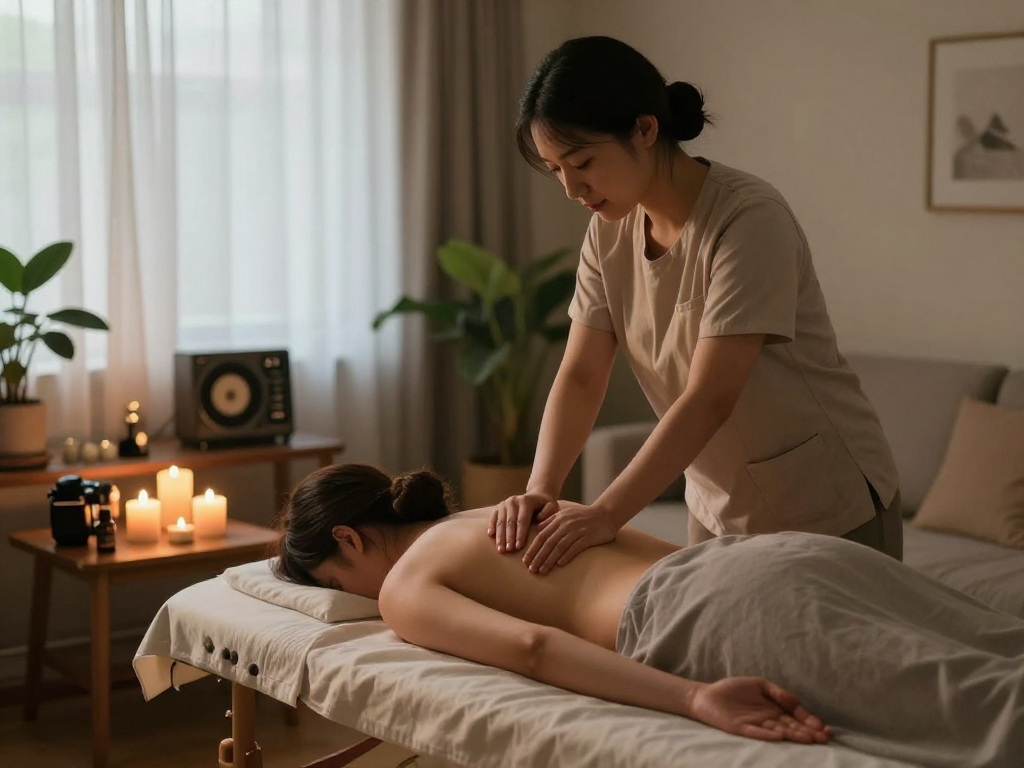 Experience tranquility with 시흥출장마사지 in a cozy home setting.