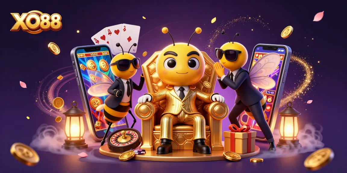 Engage with exciting slot games at XO88, featuring a vibrant scene with a bumblebee mob boss.